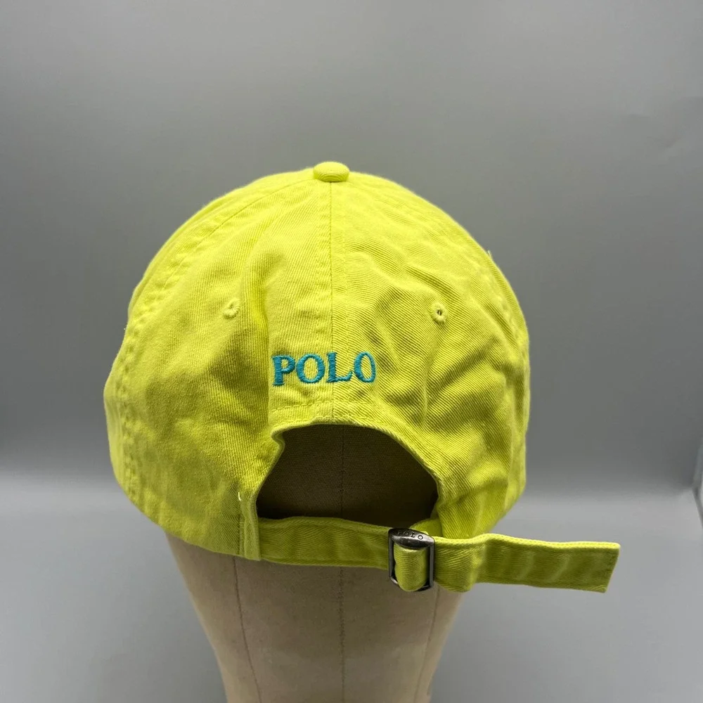 Polo Ralph Lauren Mens Yellow Neon Embroidered Blue Pony OS Preppy Baseball Cap